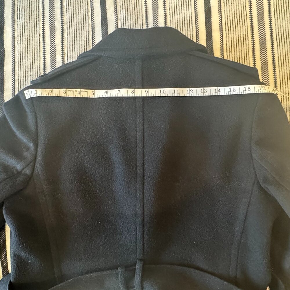 Calvin Klein Women's Single Breasted Wool Blend Belted Trench Coat Black Size 10 - Picture 5 of 6